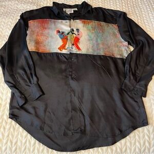 Vintage 80’ Rare Goouch Silk Shirt Art to wear Size Medium